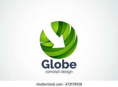 Globe with arrow logo template, abstract elegant business icon
