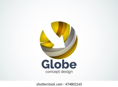 Globus mit Pfeil-Logo-Vorlage, abstraktes, elegantes Business-Symbol