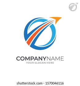 Globe And Arrow Logo Template. Worldwide Shipping Business Logo. Logistic Company Vector Logo. Delivery Service Icon. Financial Symbol. Abstract Web Technology