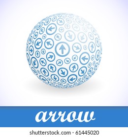 Globe with arrow mix. Vector illustration.