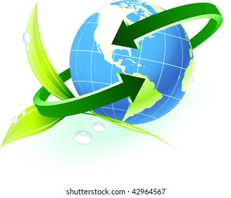 Globe with arrow with nature background Original Vector Illustration