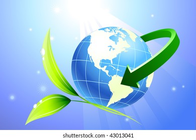 Globe with arrow with nature background Original Vector Illustration Globes and Maps Ideal for Business Concepts