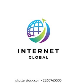 globo y flecha para el logotipo de red y negocios	