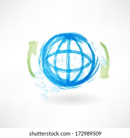 Globe and arrows grunge icon