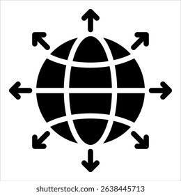 Globe With Arrows Icon Element For Design