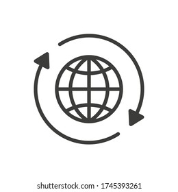 Globe with arrows icon on white background