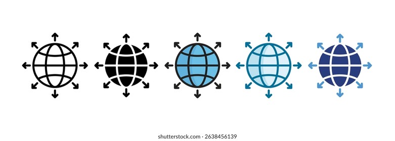 Globe With Arrows Icon Set Multiple Style Collection
