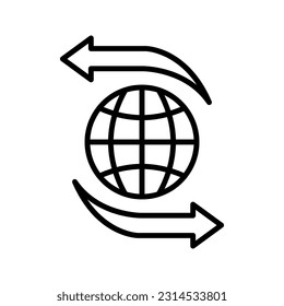 globe with arrows, illustration of internet connection icon vector