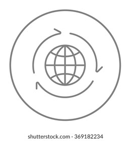 Icono de línea de globo con flechas.