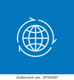 Globe with arrows line icon.
