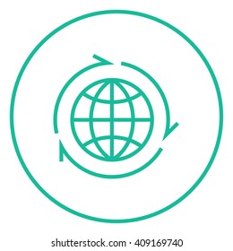 Icono de línea de globo con flechas.