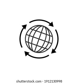 Globe with arrows line icon for web, mobile and infographics. Vector dark grey icon isolated