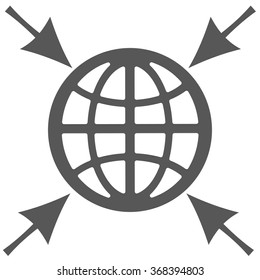 Globe with arrows on a white background