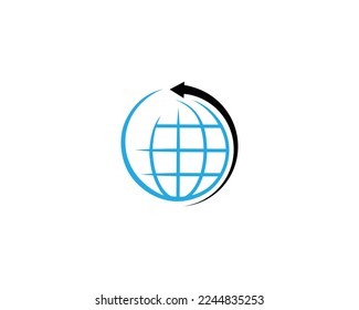 Globe With Arrows Round Line Icon Logo Design Symbol Modern Vector Template.