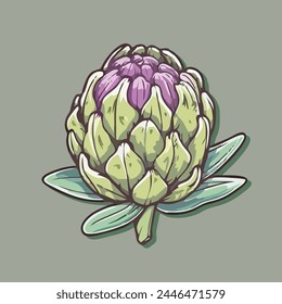 Globe artichoke or green thistle isolated vegetarian food. Vector cynara cardunculus flower bud, healthy veggie greens. Realistic fresh french artichoke head, salad ingredient. Edible globe artichoke.