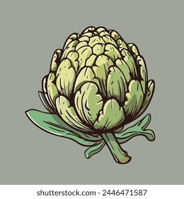 Globe artichoke or green thistle isolated vegetarian food. Vector cynara cardunculus flower bud, healthy veggie greens. Realistic fresh french artichoke head, salad ingredient. Edible globe artichoke.