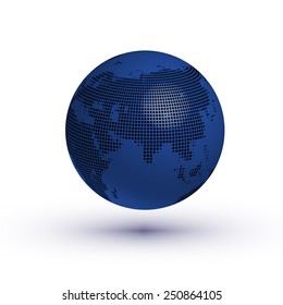 Globe asian view with reflection vector