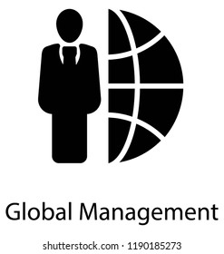 Globe and avatar presenting global management idea