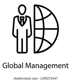 Globe and avatar presenting global management idea