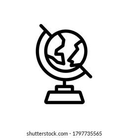 Globe (Back To School) icon outline vector. isolated on white background