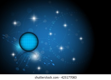 Globe ball and technology blue background,network connection concept