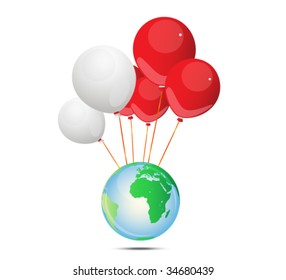 globe with balloons