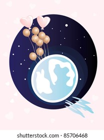 Globe and balloons - valentines background