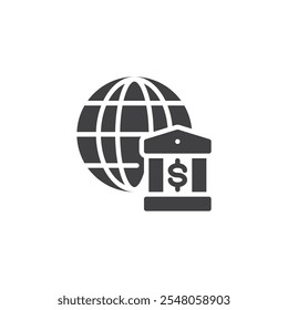 Icono de globo y Vector bancario. cartel plano lleno para el concepto móvil y el Diseño web. Icono de glifo de ahorros en línea. Símbolo de finanzas digitales, ilustración de logotipo. Gráficos de Vector