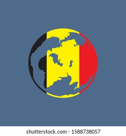 Globe with Belgium flag on blue background,illustration vector