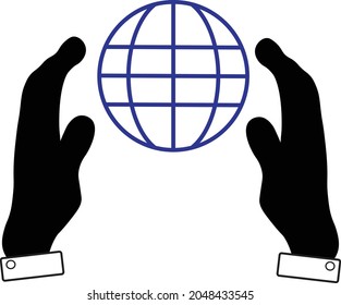 A globe between the two hands 