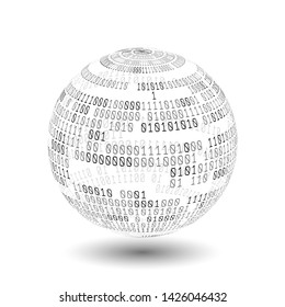 Globe With Binary Code. Ball Of Binary Code. Digital Technology. Data Sorting. Artificial Intelligence.Big Data.Smart System. 