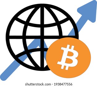  signo de moneda de globo y bitcoin