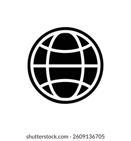 Globe Black Filled Icon Minimal Lines of Latitude and Longitude