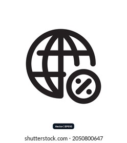 globe Black Friday icon. Black Friday design, sale, discount, advertising, marketing price tag, Clothes, furnishings, sale icons. Black Friday icons vector. 