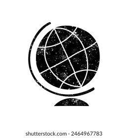 Globe black hand drawn icon in grunge look
