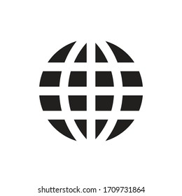 Globe black icon design. World concept icon. Globus sign. Earth symbol. Vector illustration. 