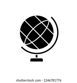 Globe black icon, vector sign on isolated background. Globe concept symbol, illustration 