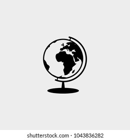 Globe black icon for website, isolated on white background, vector illustration