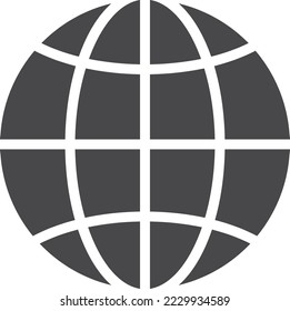 Icono negro de globo. Símbolo del mundo. Signo de la Tierra