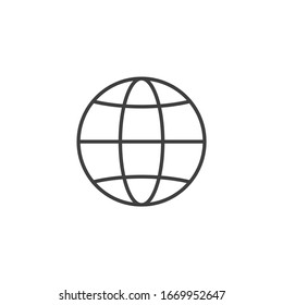 the globe black vector icon line linear style on the background. Best icon 10 eps illustration