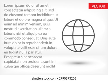 the globe black vector icon line linear style on the background. Best icon 10 eps illustration