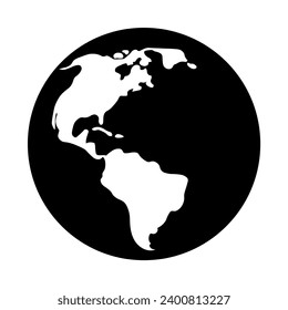 Icono de vector negro de Globe en fondo blanco