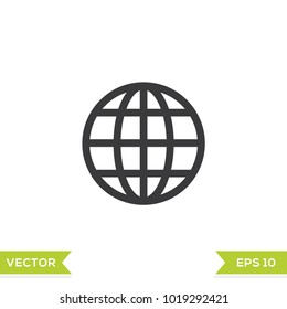 globe black web icon flat on white background vector template illustration 
