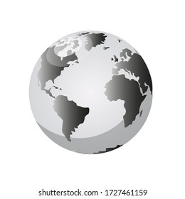 Globe black and white on a white background in vector graphics
