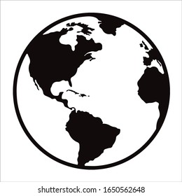 Globe black and white silhouette. Vector illustration.
