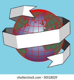 Globe with blank Banner