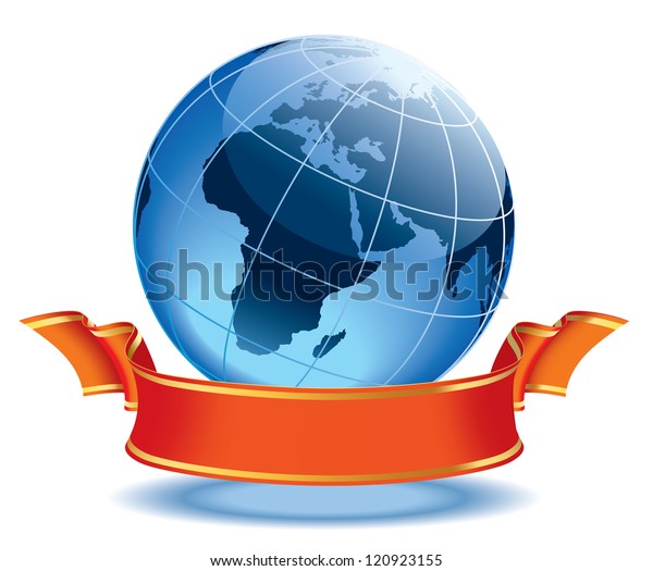 Globe Blank Red Banner Earth Continents Stock Vector (royalty Free 