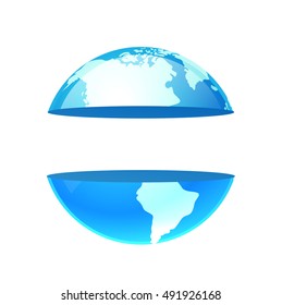 Globe in blue color with copy space, Vector Earth Planet, Emblem symbolizing Travel, Web and Technology.