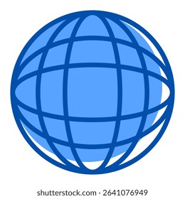 Globe blue color icon. Simple vector icon design in blue color style. Editable vector format