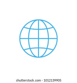 Globe blue line icon. World icon. Earth, internet, web icon